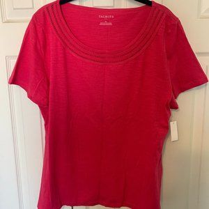 Talbots scoop neck t-shirt with lattice detail (NWT)
